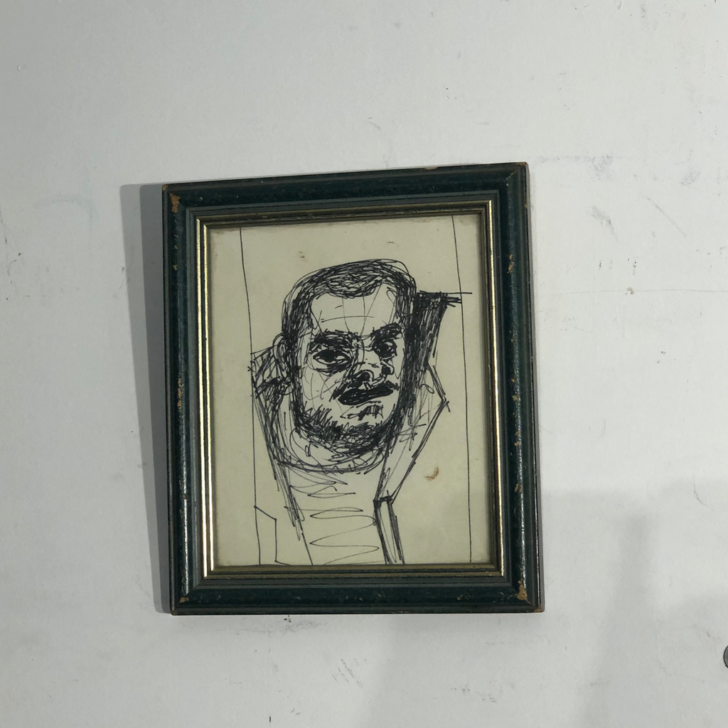 Untitled (Self-Portrait). 2023. Pen on paper. A5. Framed.