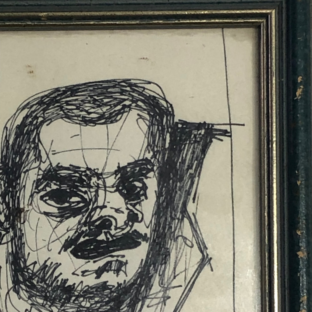 Untitled (Self-Portrait). 2023. Pen on paper. A5. Framed.
