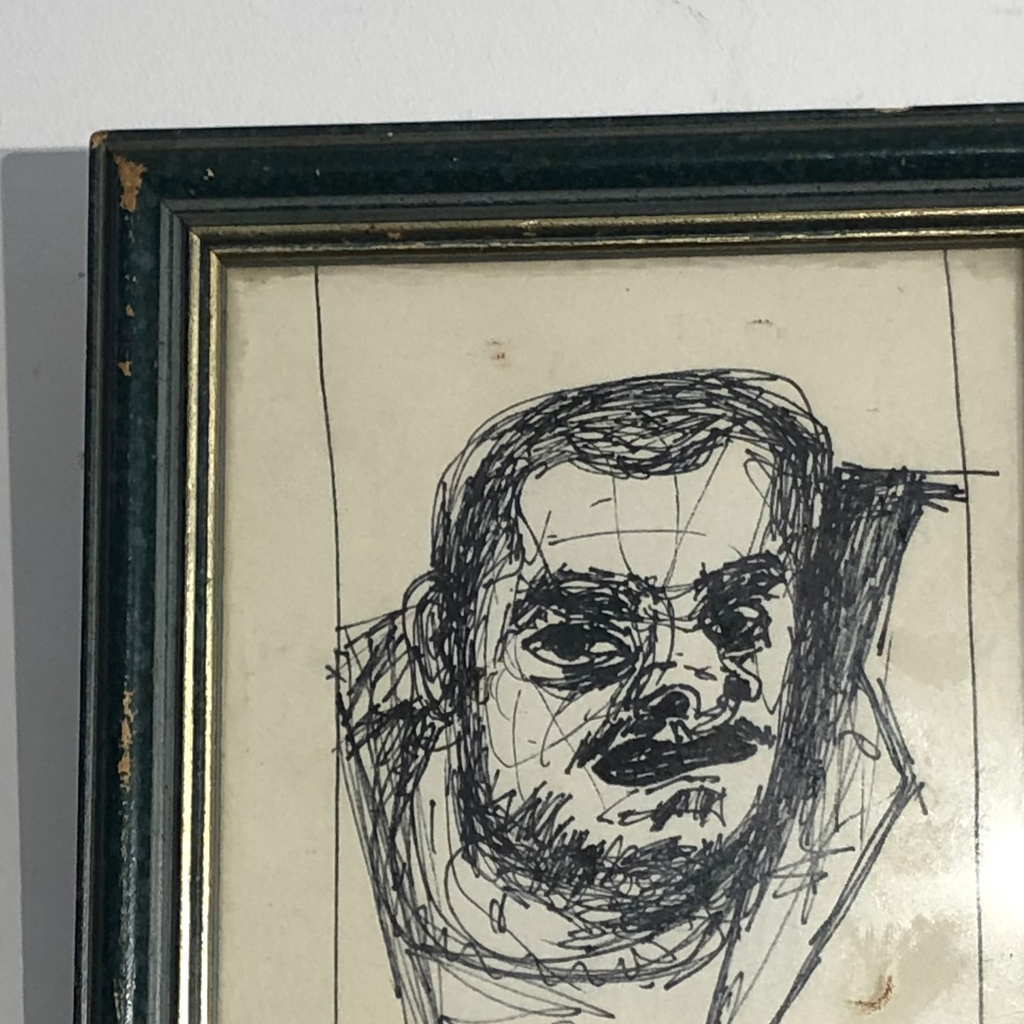 Untitled (Self-Portrait). 2023. Pen on paper. A5. Framed.