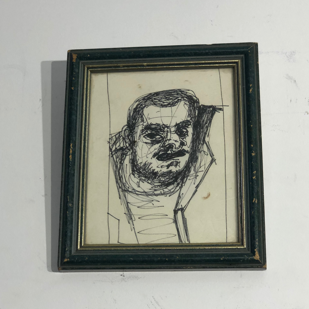 Untitled (Self-Portrait). 2023. Pen on paper. A5. Framed.
