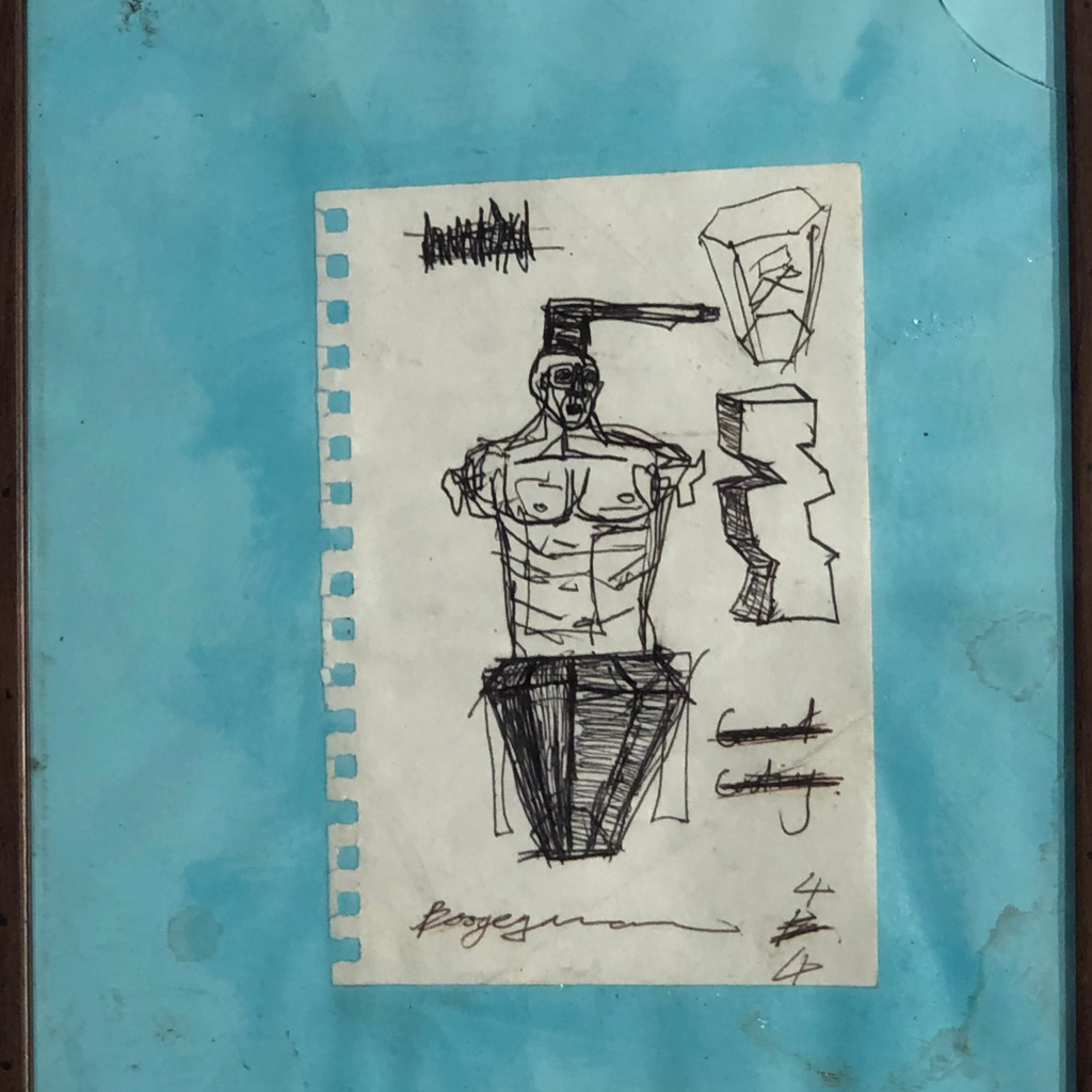 Untitled (Boogeyman IV). 2024. Pen on paper. A5. Framed.