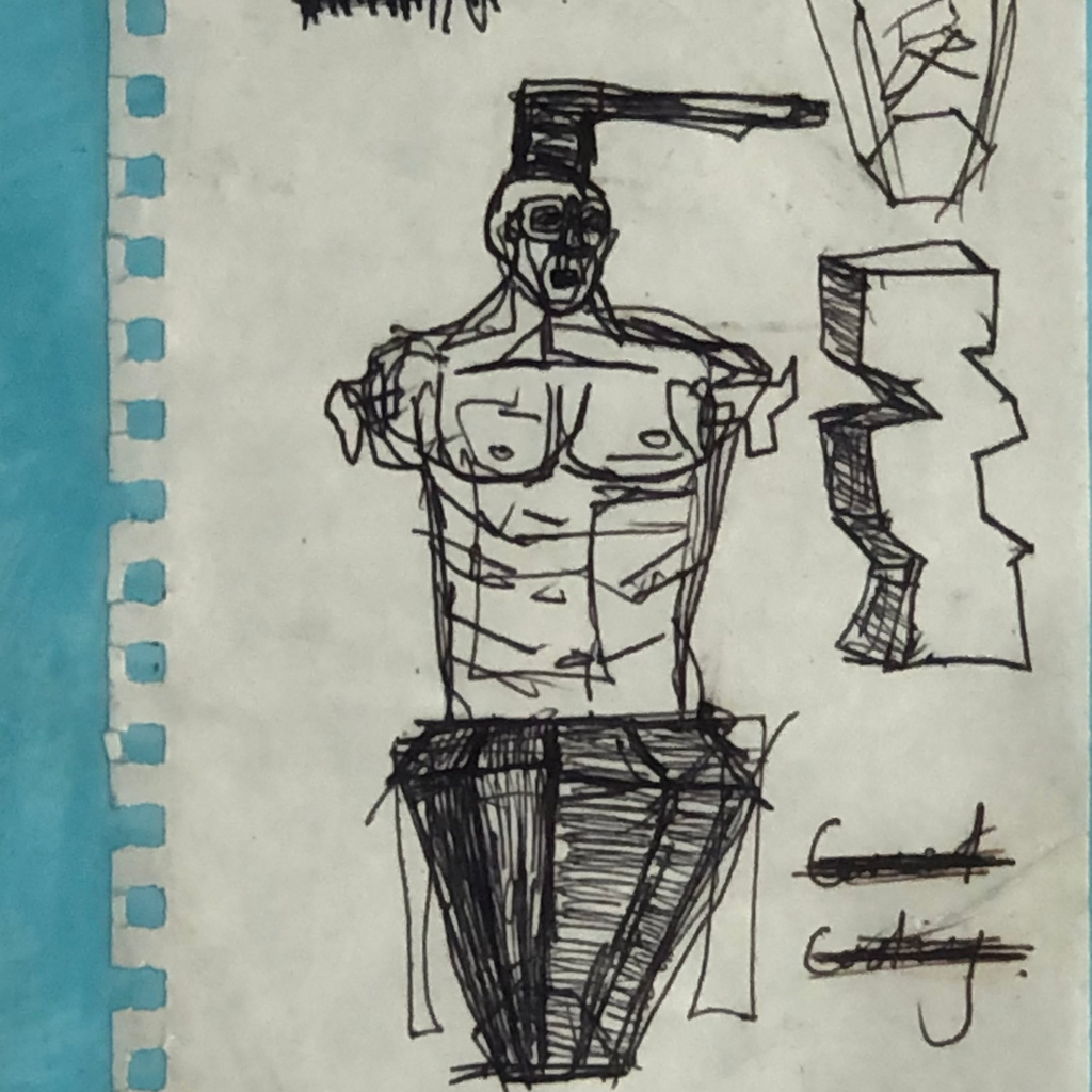 Untitled (Boogeyman IV). 2024. Pen on paper. A5. Framed.