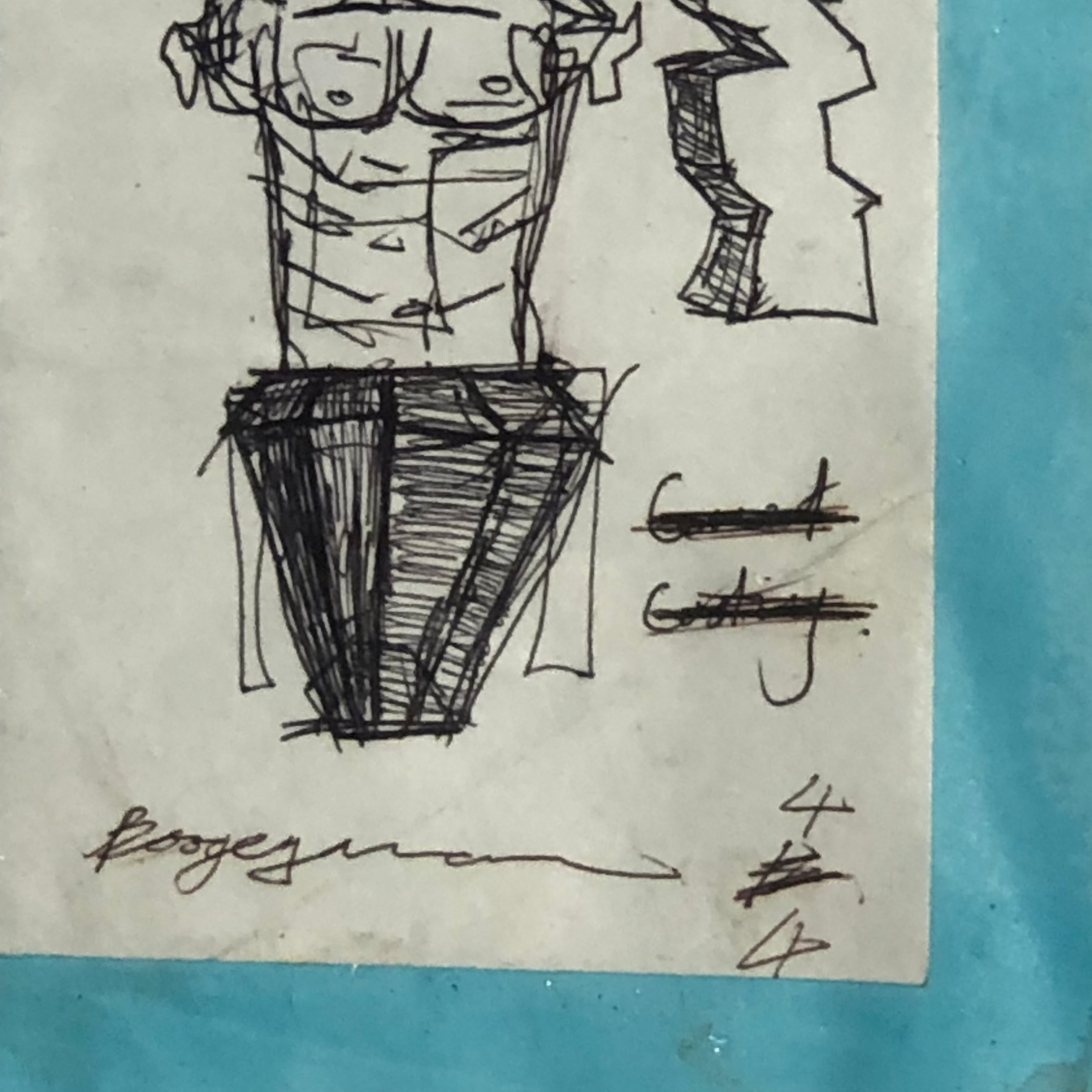 Untitled (Boogeyman IV). 2024. Pen on paper. A5. Framed.